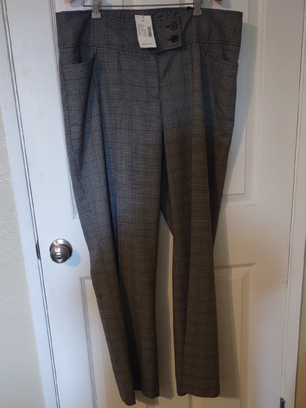 Lane Bryant Black and Gray Glen Plaid Trousers Size 16 New